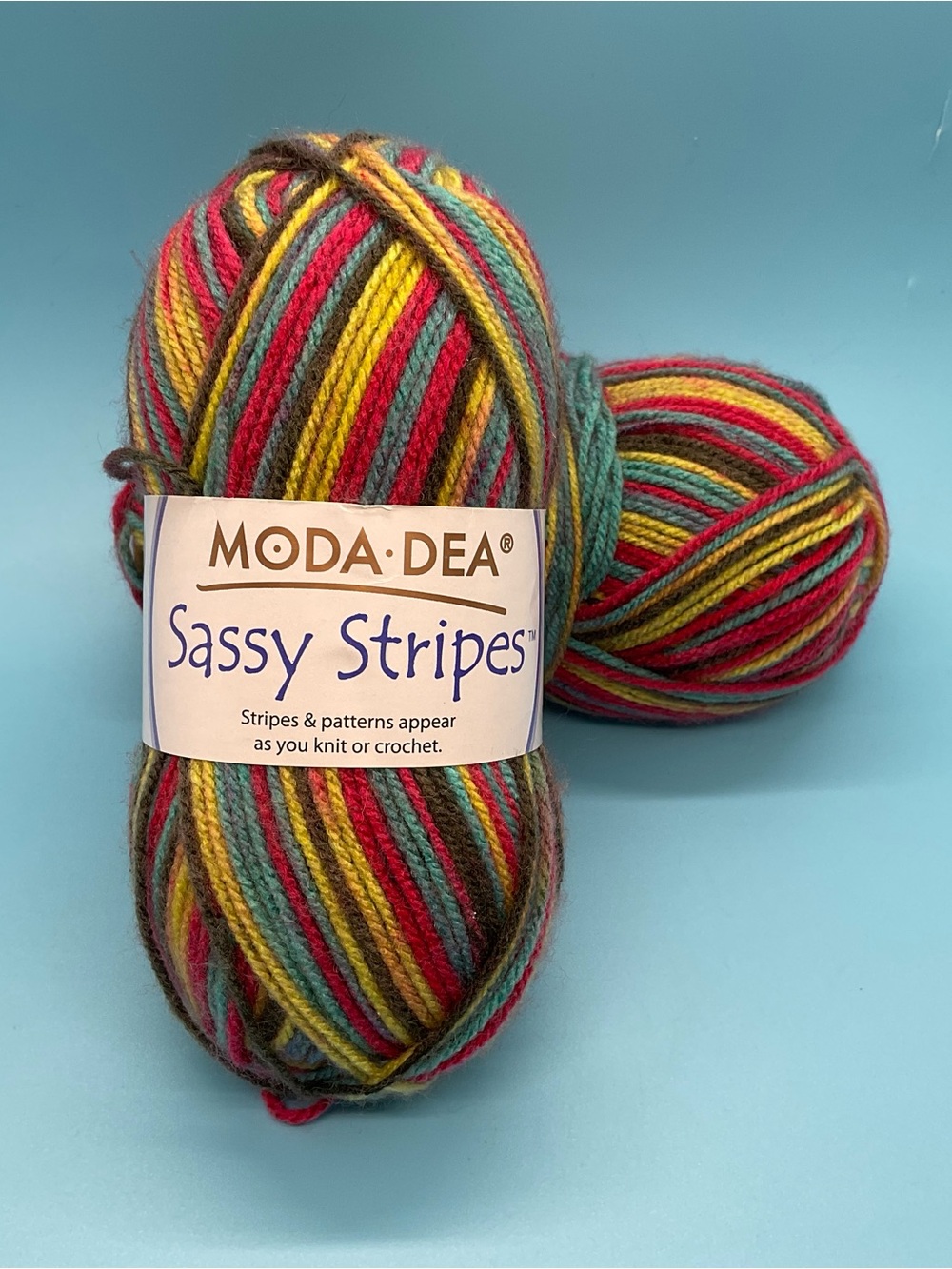 Moda Dea Sassy Stripes 100% Acrylic Yarn Two 50gr Skeins